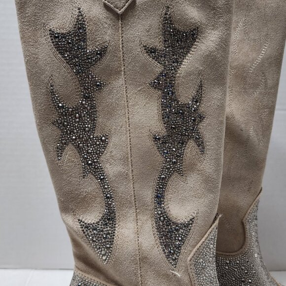 New Madden NYC Tall Embroidered Western Boots w/Stones Sparkle - Glitter Size 10 - Picture 2 of 9